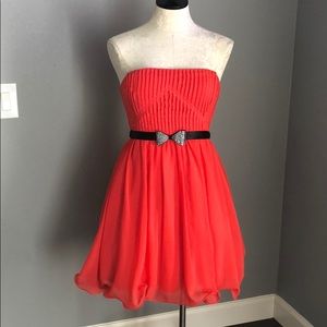 Way-In Strapless Coral Cocktail Dress